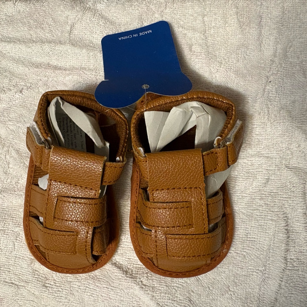 9-12 months- Valen Sina Kids Brown Leather Fisherman Sandals -